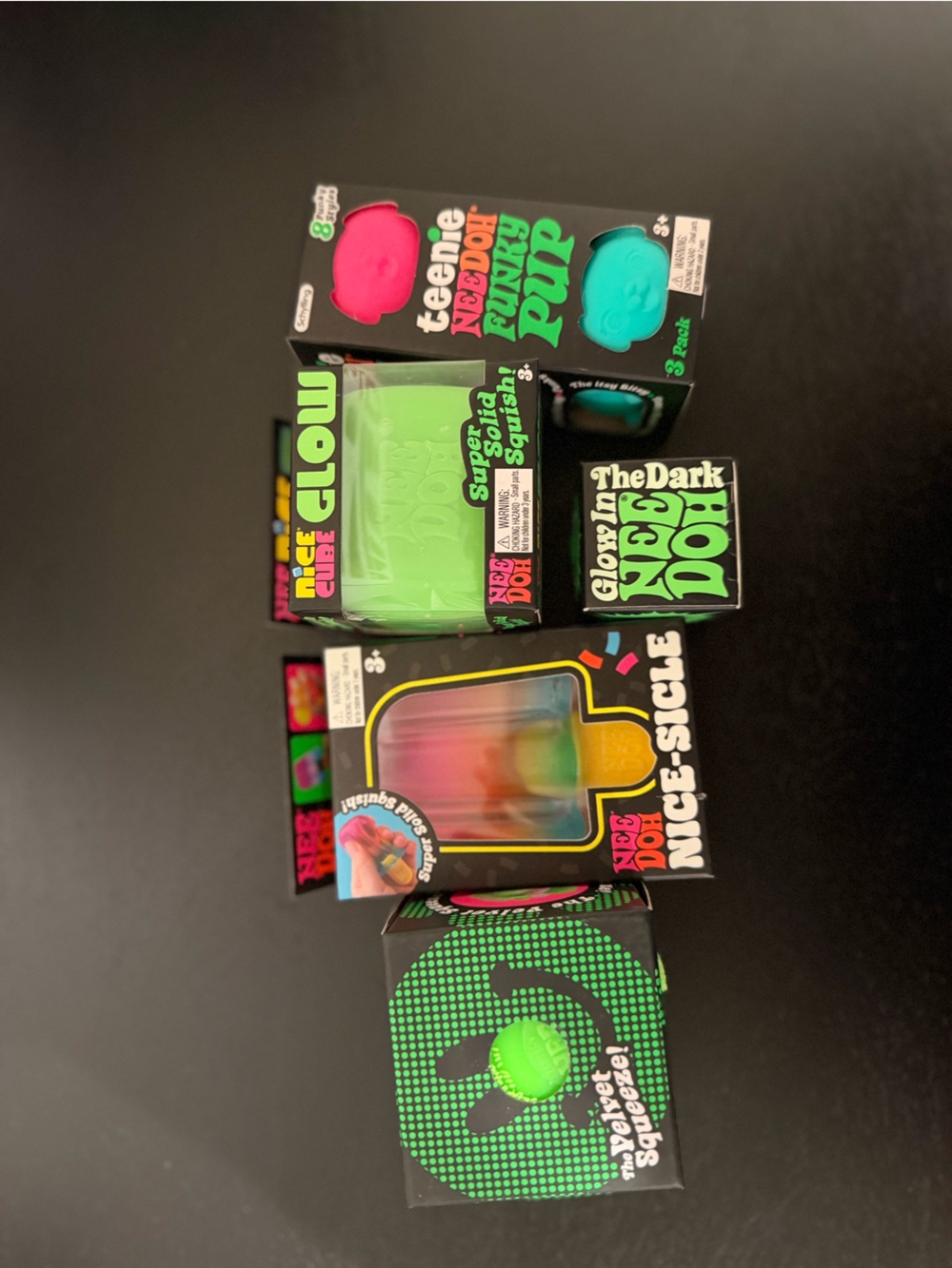Needoh fuzzball nicesicle glow in the dark glob glow cube funky pups authentic